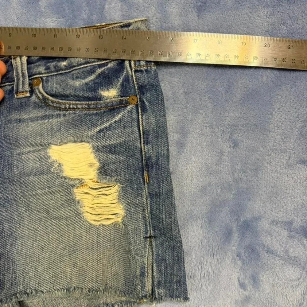 J Brand blue denim shorts with‎ yellow distressing women size 24